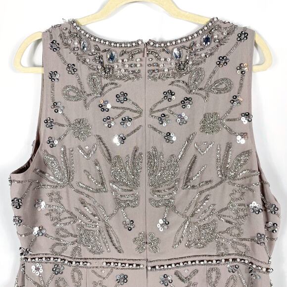 Mac Duggal Cocktail Dress 10741 Lilac Midi‎ Beaded Sequin Sheath Sleeveless - Picture 12 of 13